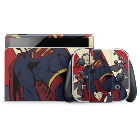 DC Comics Superman Vintage Pose American Flag Nintendo Switch OLED (2021) Skin